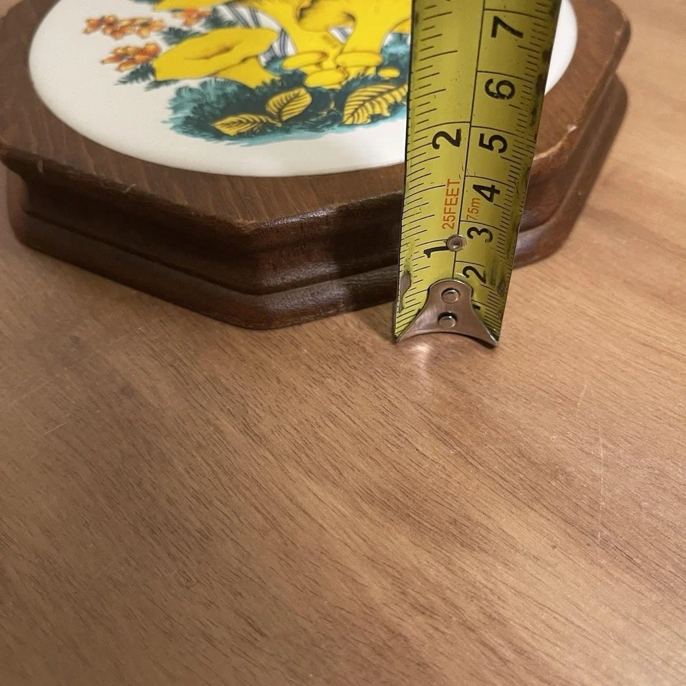 Vintage Retro Chanterelle Mushroom Plaque Wood Ceramic Wall Hanging MCM Groovy